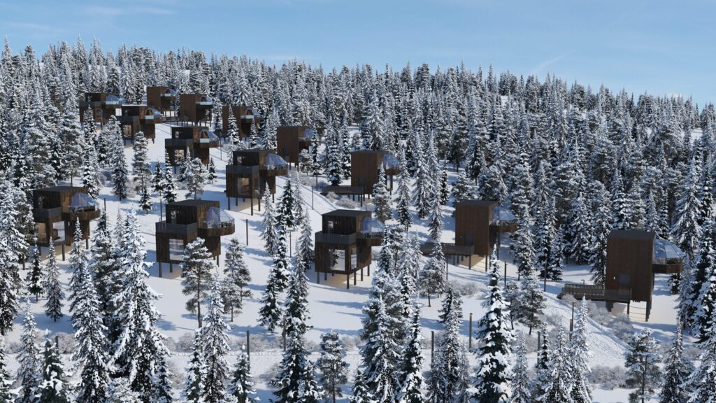 Glass-roofed igloos in a snowy forest in Lapland – SkyView Igloos accommodation
